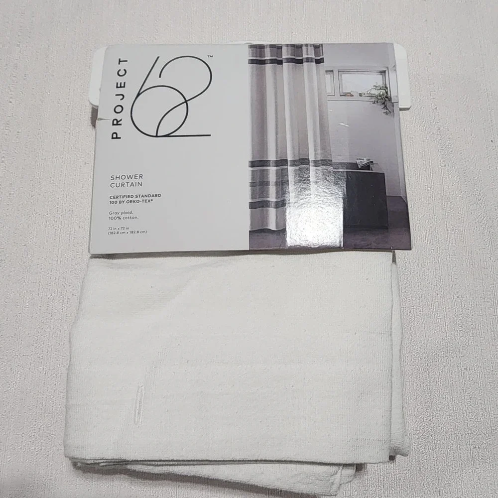 project 62 shower curtain 100% cotton 72 x72 gray plaid